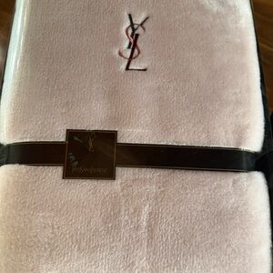 Yves Saint Laurent Pink Throw with Embroidered Logo